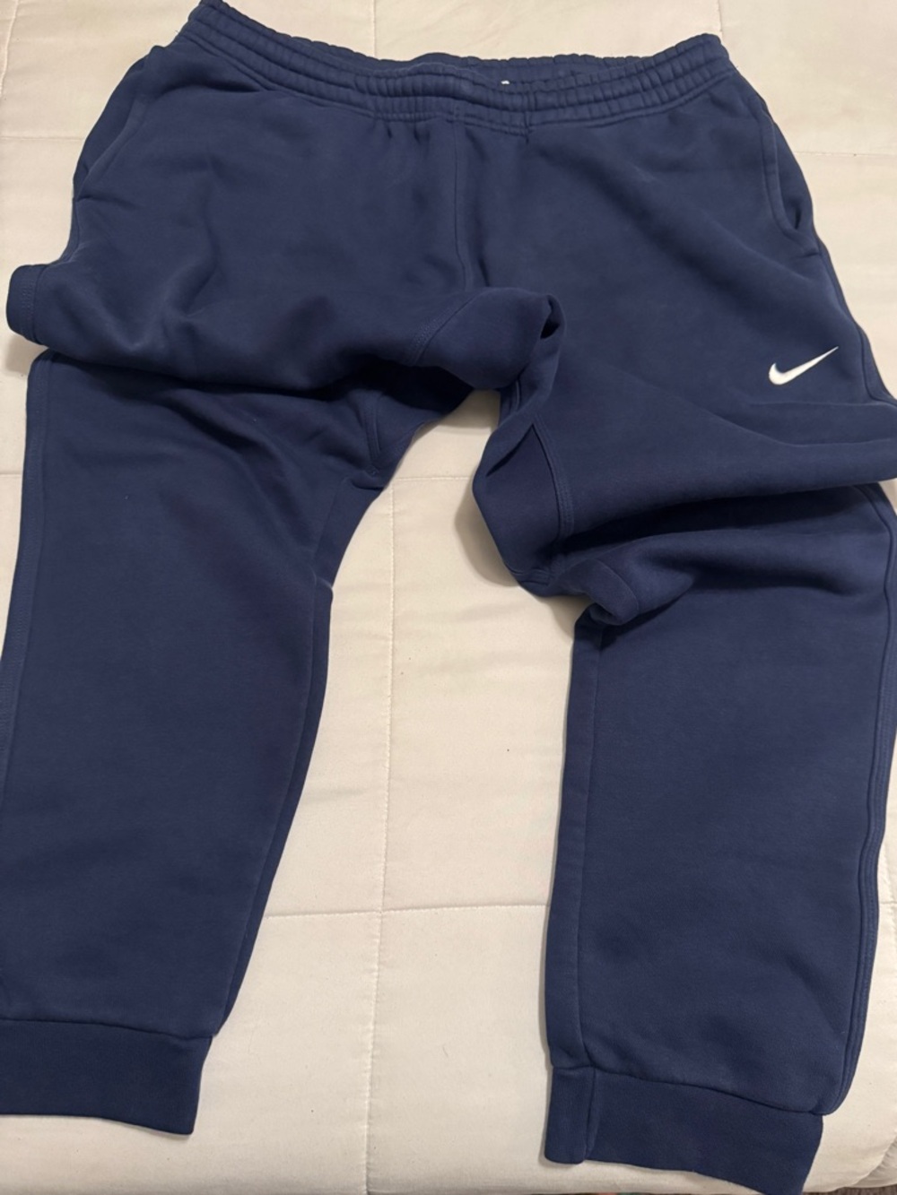 Mens Nike Navy Jogger Sweatpants with White Swoosh- XL